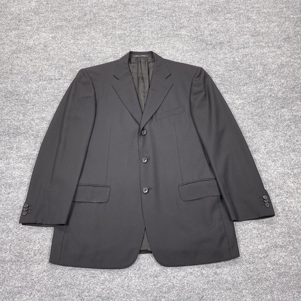Ermenegildo Zegna Suit Jacket Mens IT 56 Black Wool 2-Piece Notch Lapel